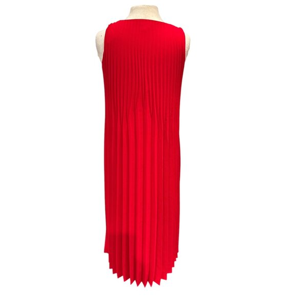 J.Jill Wearever Collection Red Sleeveless Pleated Midi Dress V-Neck Relaxed Fit - Picture 5 of 11